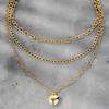 Golden Multi-Layers Women's Necklace Heart Pendant Chain Necklace  Jewelry