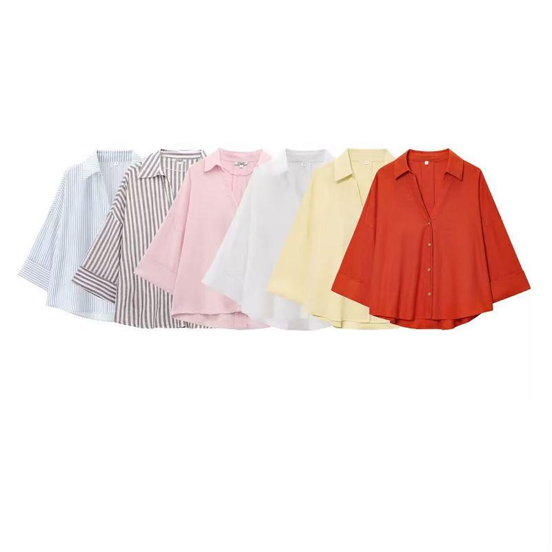 Kaslead New Women Clothes Western Style Versitile Fashion Blended Wide Sleeve Shirts 2363801