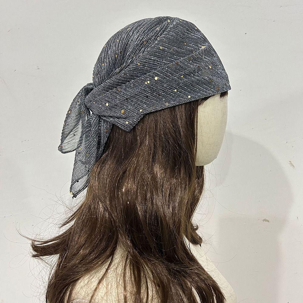 60cm*60cm Hairband Wrinkle Head Wraps Stylish Chemo Beanie Headwraps All Season