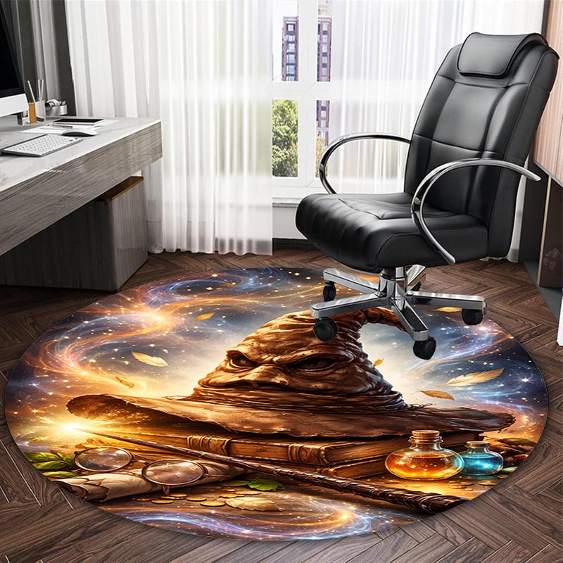 1pc Hogwarts4 Carpet, Round Rug, Comfortable, Suitable for Entryways, Living Rooms, Office, And Bedrooms, Christmas Decoration