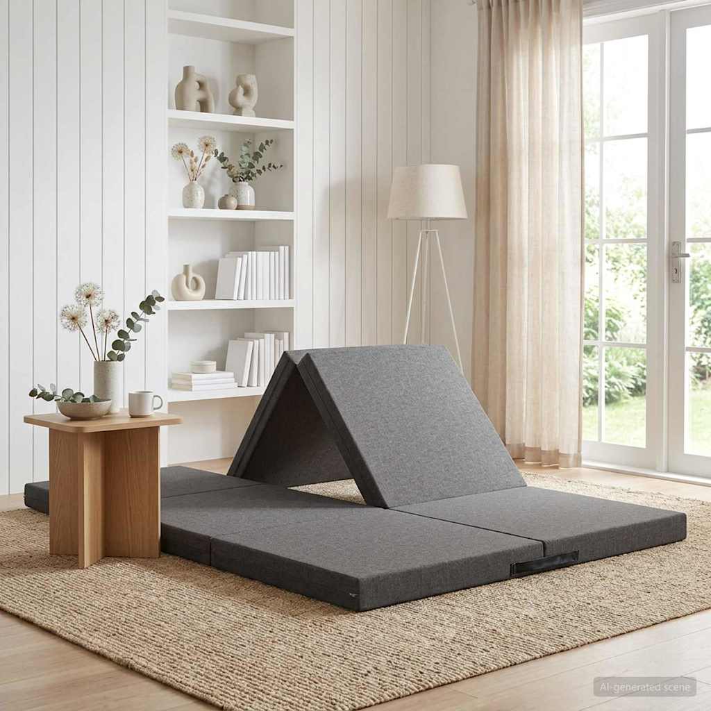 Folding Sofa Bed 140 x 67 x 45 cm Light Grey