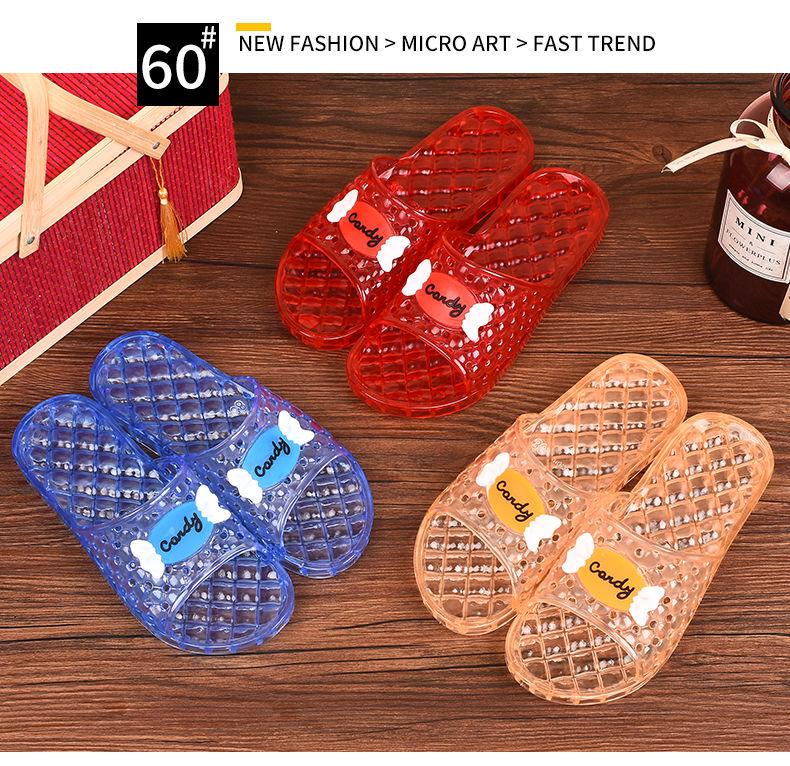 Women's Non-Slip Crystal Clear Mid-Heel Slippers - Comfortable & Foot-Friendly for Bathing & Home Use