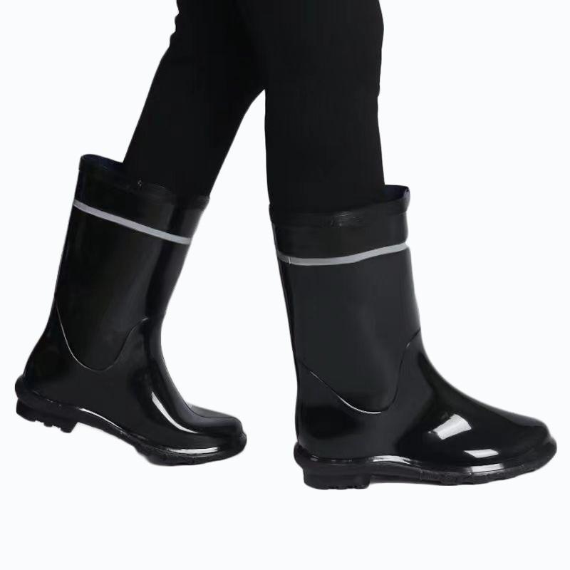 Men's Outdoor Thick Reflective Oil Resistant Acid Alkali Resistant Anti Slip High Tube Rain Shoes Made Of Rubber