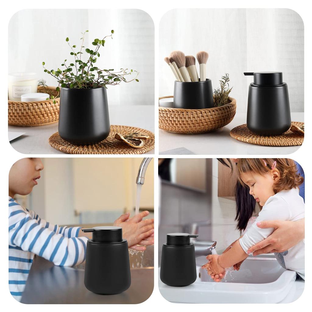Umlaca Foaming Ceramic Hand Soap Dispenser, Stylish Manual Refill, Wide Mouth, Press-Type Foaming Detergent Bottle, Suitable for Kitchen, Bathroom,