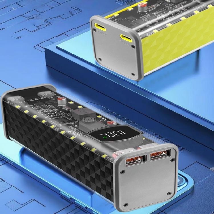 LED Illuminateds 45WPD Fast Charge Battery Case 8x18650 Holder Transparents ABS No Soldering