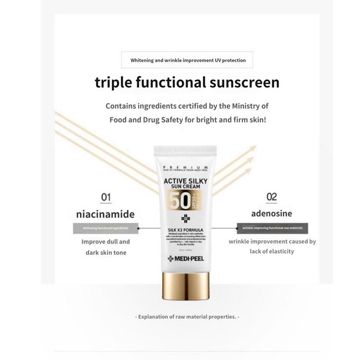 MEDI-PEEL Aktiv Silkeslen Solkräm SPF50+ PA++++ 50ml