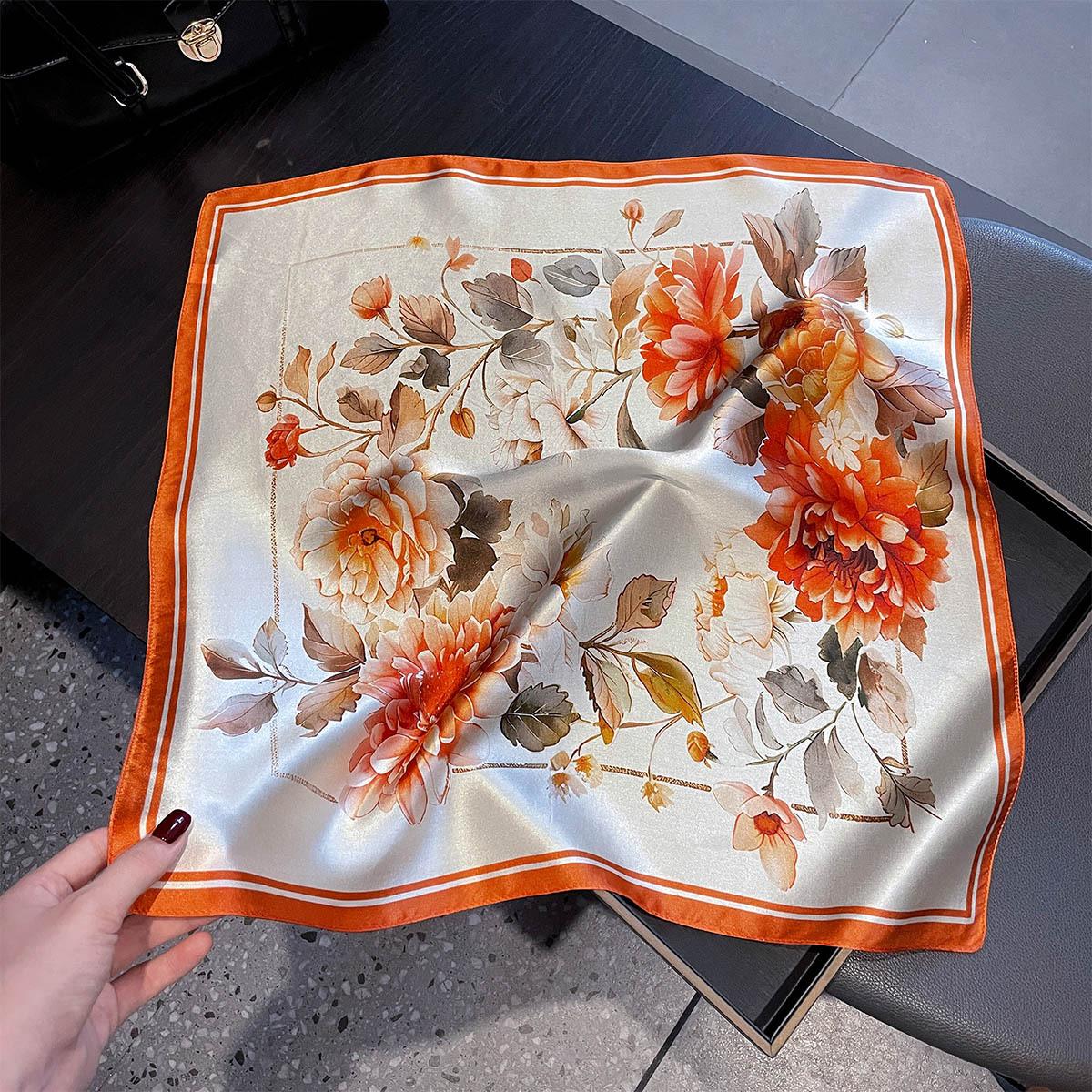 

Brand 100% Silk Scarf Women Neck Foulard Hijab Print Poncho Scarves Bandana New Wrap Kerchief Mulberry Headband Shawls Real Silk 53x53cm