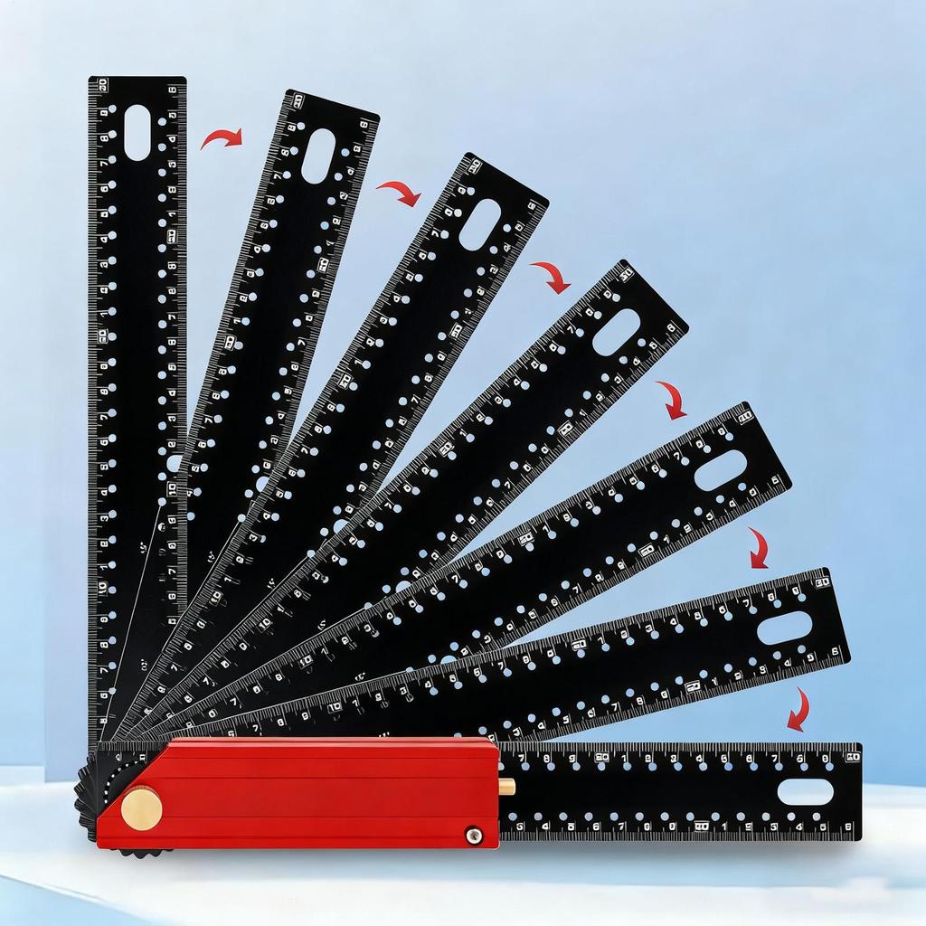 Square Ruler 12 Inch Metric Imperial Adjustable Ruler Multifunctional Framing Square for Carpentry Measuring Woodworking