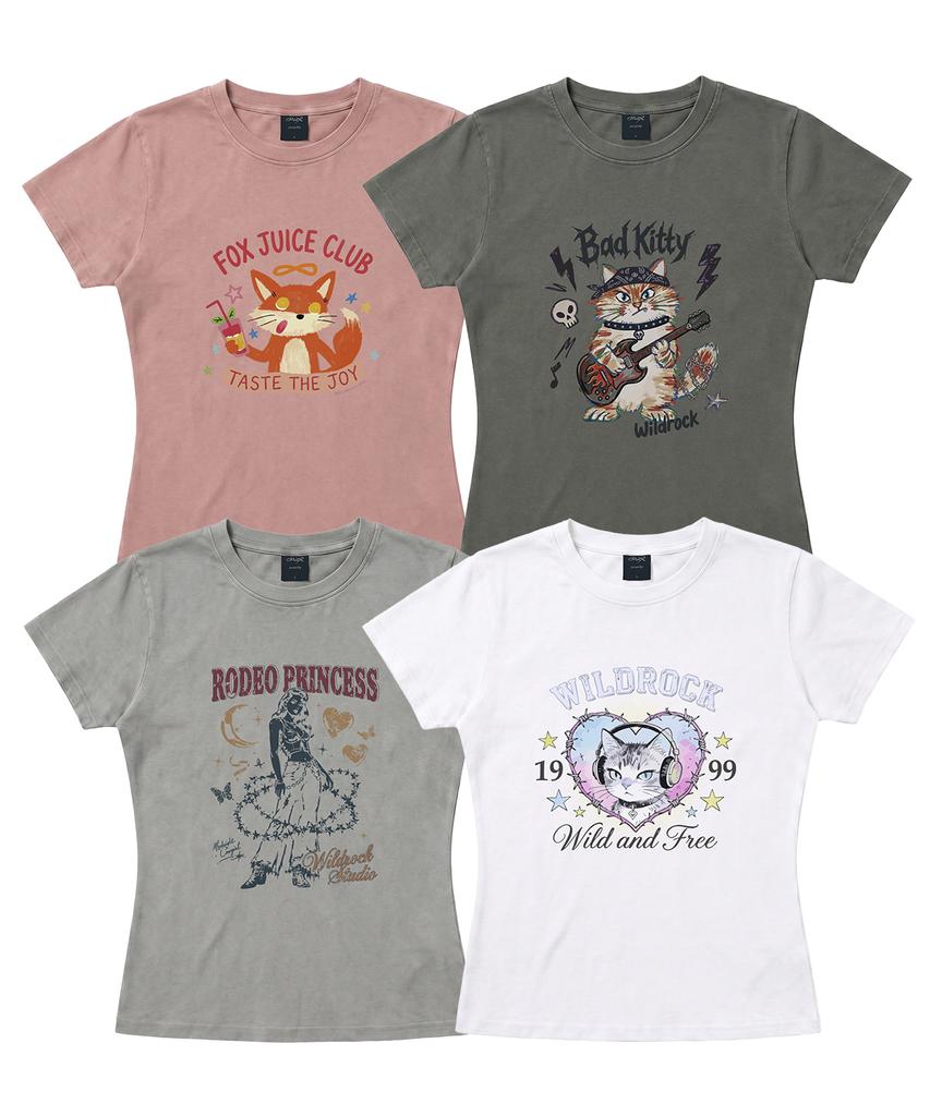 WILDROCK Hollysheesh Graphic Pigment Crop Short Sleeve T-Shirt Part03_4 Style (D Type)