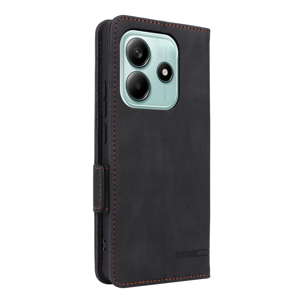 For Xiaomi Redmi Note 14 4G (163.25mm) Case Leather Wallet Flip Phone Cover with Hardware Decor