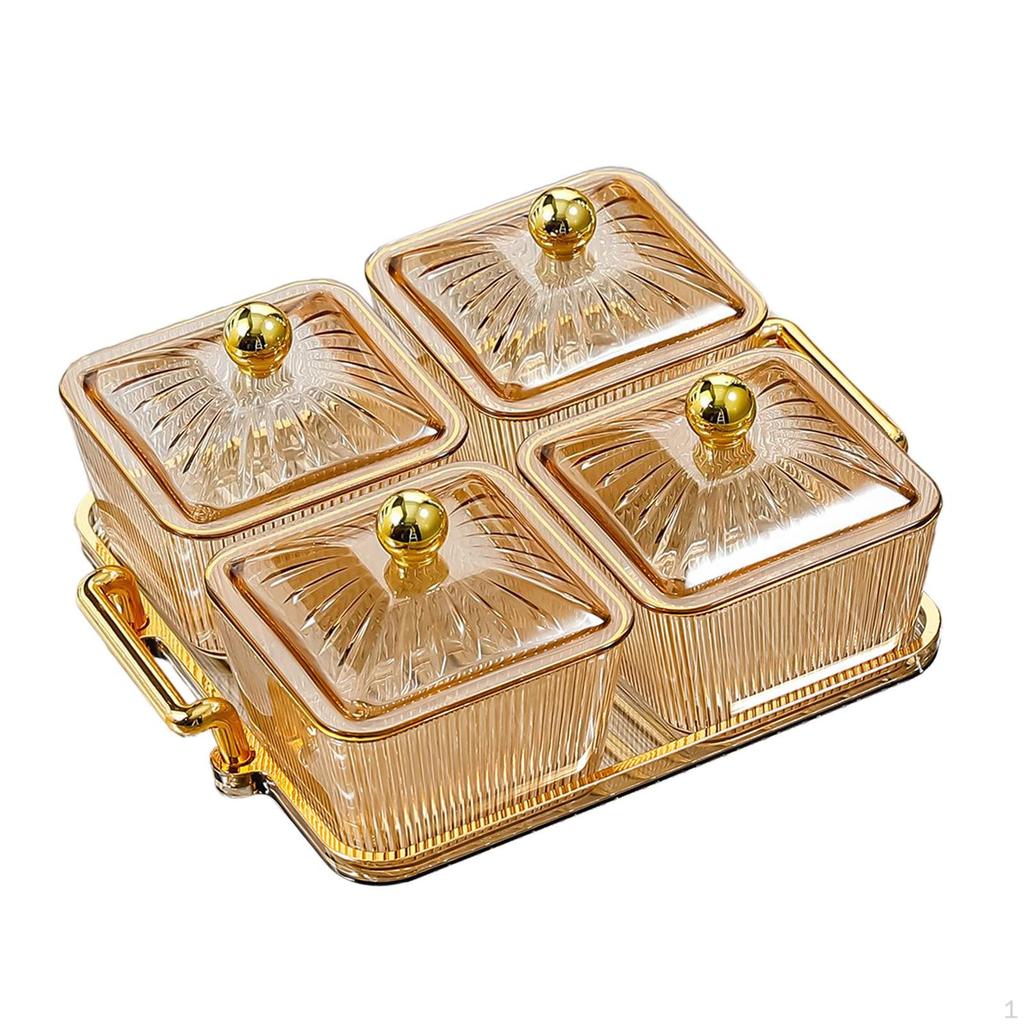Appetizer Serving Tray Divided with Rack Luxury Multifunctional Cookies Jar Condiment