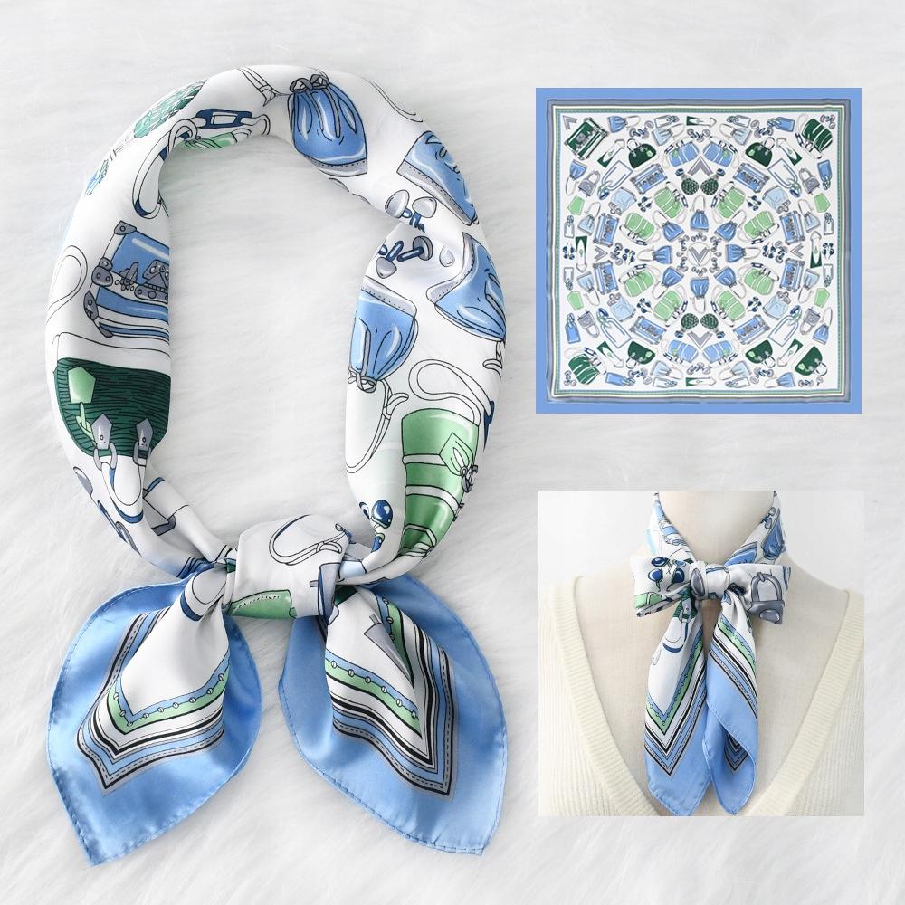 Scarf with print, women' synthetic silk, gift scarf, 70x70