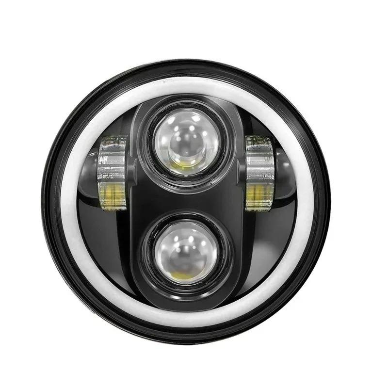 LED Headlight Projector Halo Ring Motorcycle High Low Beam DRL Turn Signal Light for 1pcs 5.75 Inch