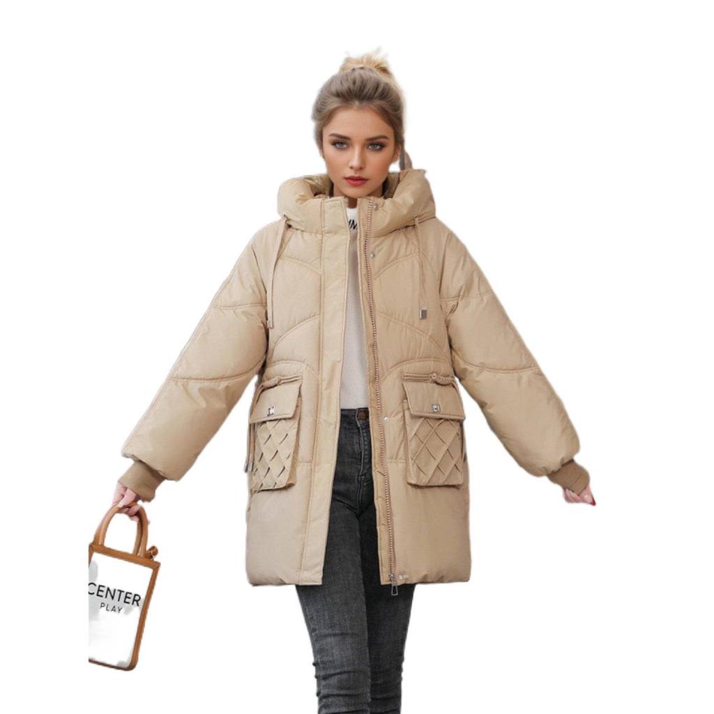 Winter red down cotton-padded clothes, new medium and long cotton-padded jackets, women's fashion bread clothes, loose cotton-padded clothes
