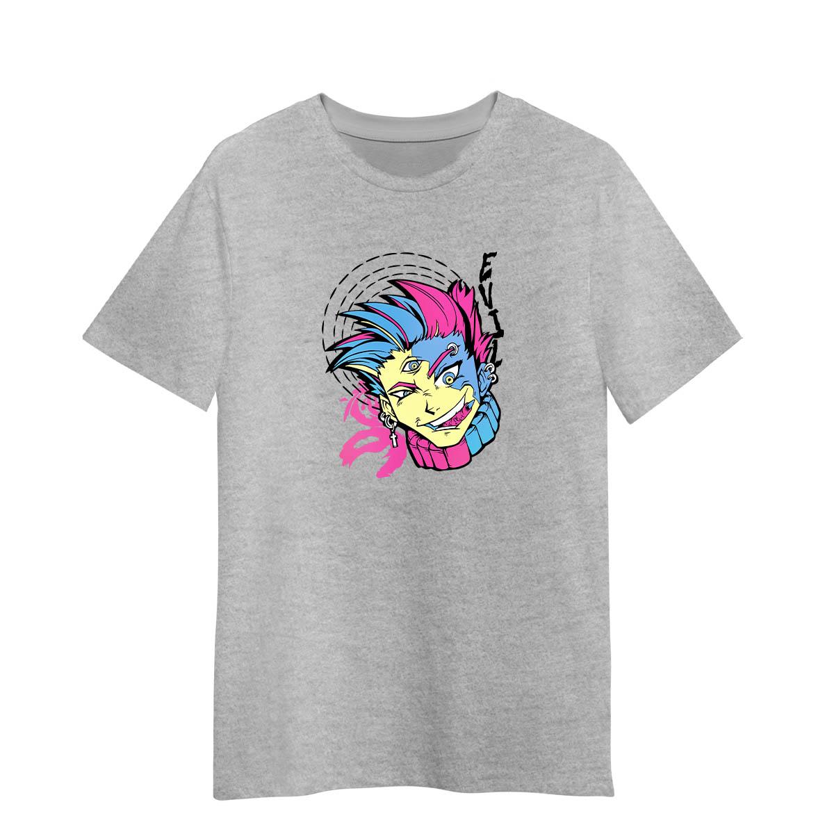 

Злой аниме-парень с тремя глазами Японский ёкай Забавная унисекс футболка для взрослых S серый