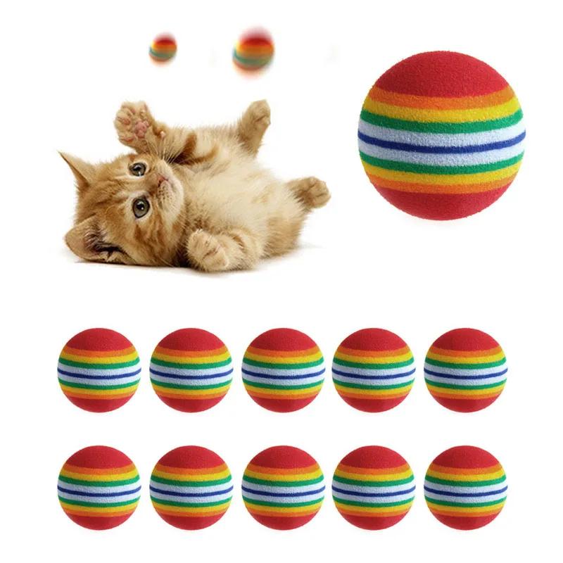 10Pcs Colorful Cat Toy Ball Interactive Cat Toys Play Chewing Rattle Scratch Natural Foam Ball Training Pet Supplies 2026