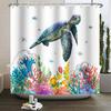 Underwater World Ocean Shower Curtain for Bathroom Seabed Animals Sea Turtle Dolphin Fish Waterproof Bathroom Curtain With Hooks