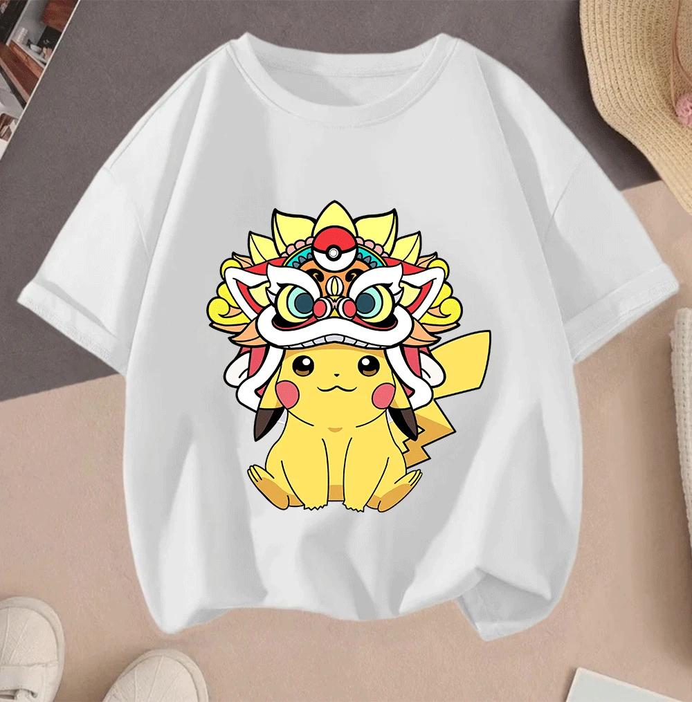2026 New Summer Arrival Casual Style Pikachu Cartoon Print ShortSleeve Top Versatile BestSelling Kids Wear 100