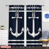 Set Of 2 Flat Printing Curtainnautical Anchor Versatile Fabric Without Electricity Party Decorations Suitable Carnival Decor Curtain Polyester