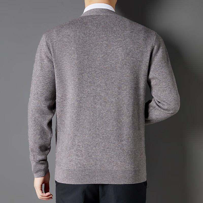 Fengxun Men's 100% Pure Wool Cardigan Sweater FXT6424
