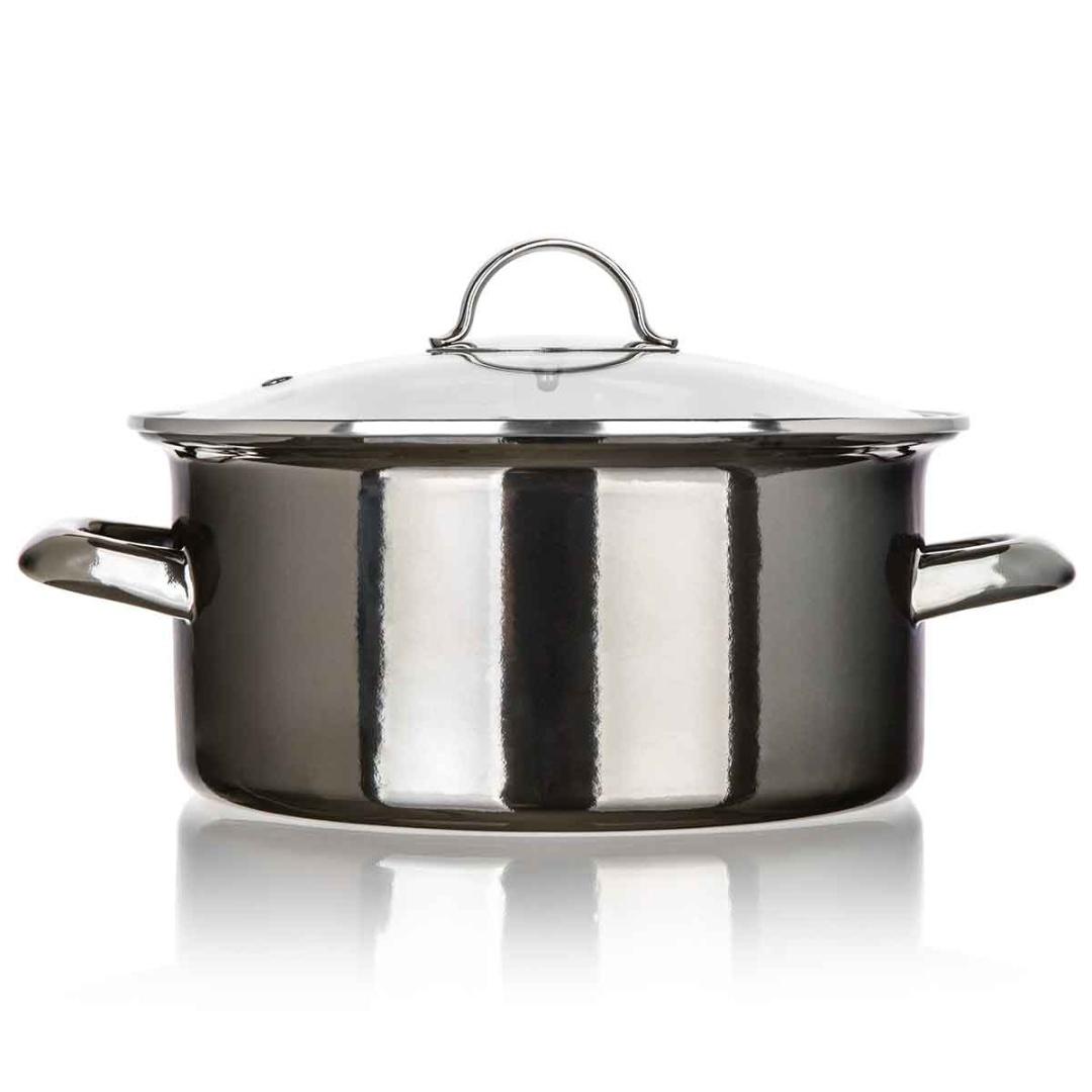 Banket Metallic Emaliere Pannen met Deksel - 3.7L, 24cm - Gas & Inductie