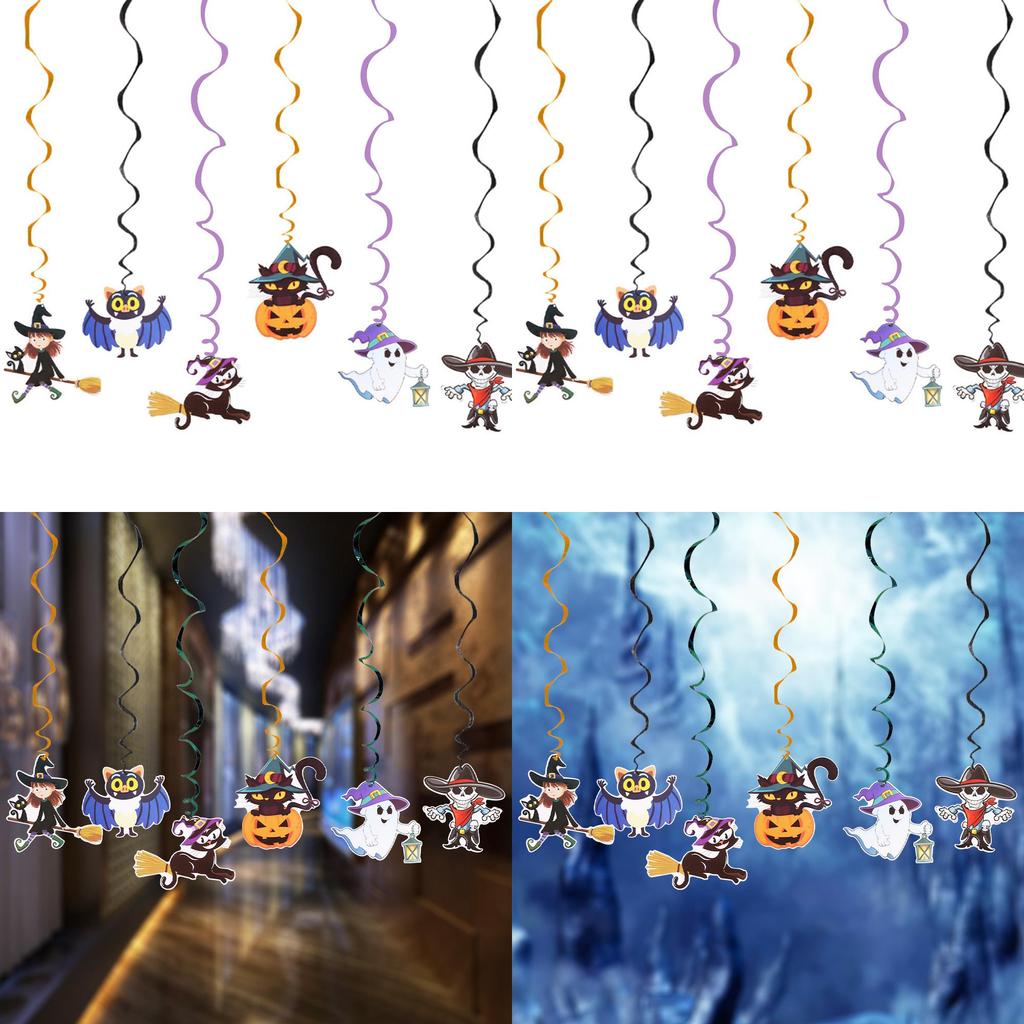 Vibrant Cartoon Halloween Skeleton Spiral Decor Set For Halloween Party Decorations