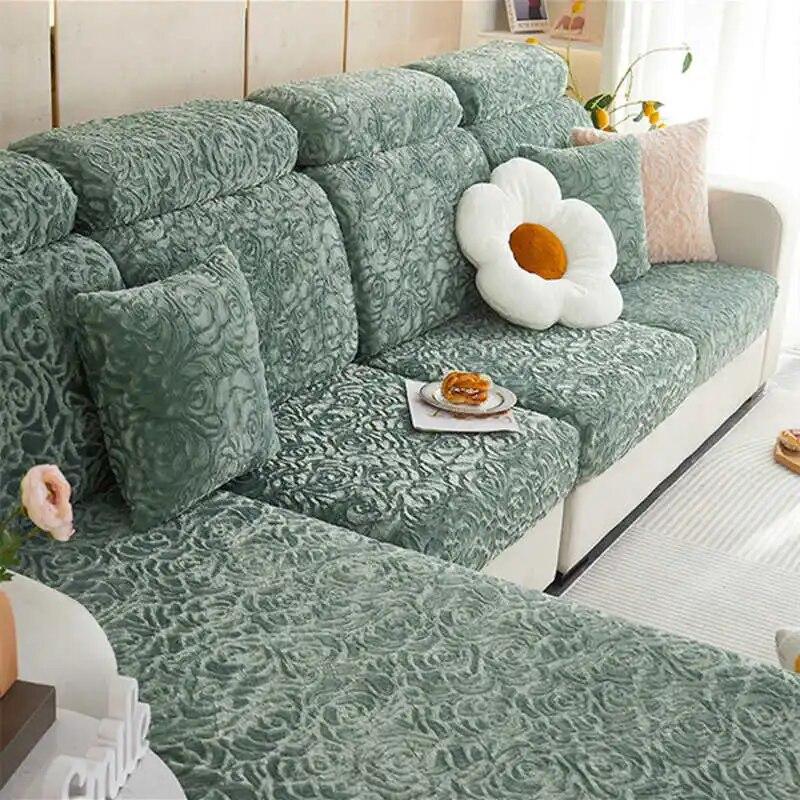 Husă pentru canapea, catifea trandafir, îngroșată, anti-alunecare, pluș, ultra-moale, husă pentru canapea pentru colț, 1/2/3/4 locuri Protector de mobilier