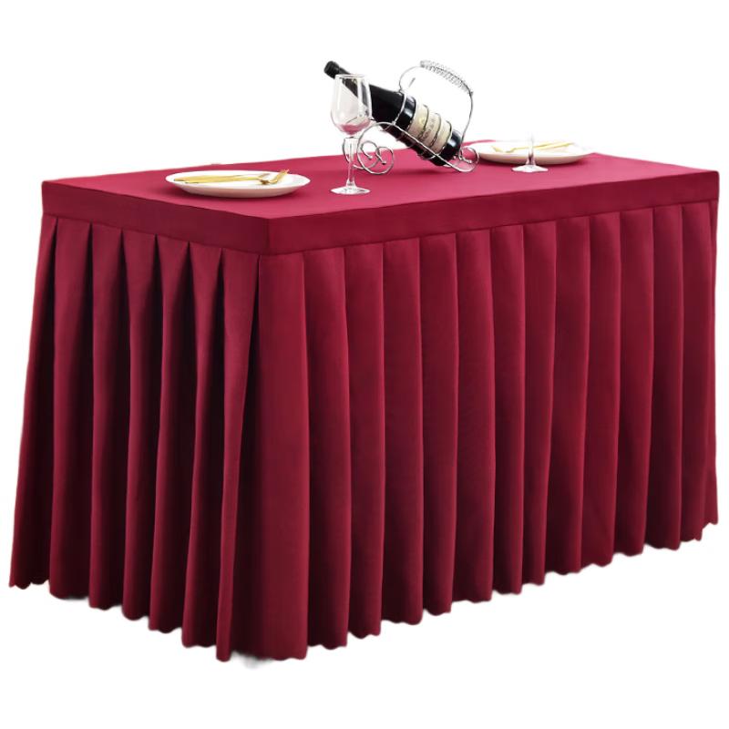 Woshangyu Wine Red Polyester Banquet Table Skirt