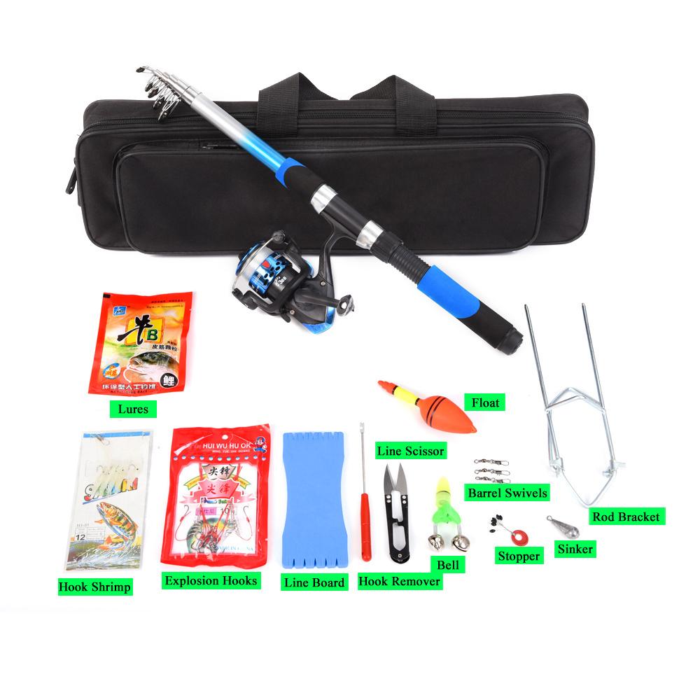Kit complet combinat de mulinete pentru undițe de pescuit ultra ușoare cu 2 undițe telescopice de 2,1 m mulinete de filare