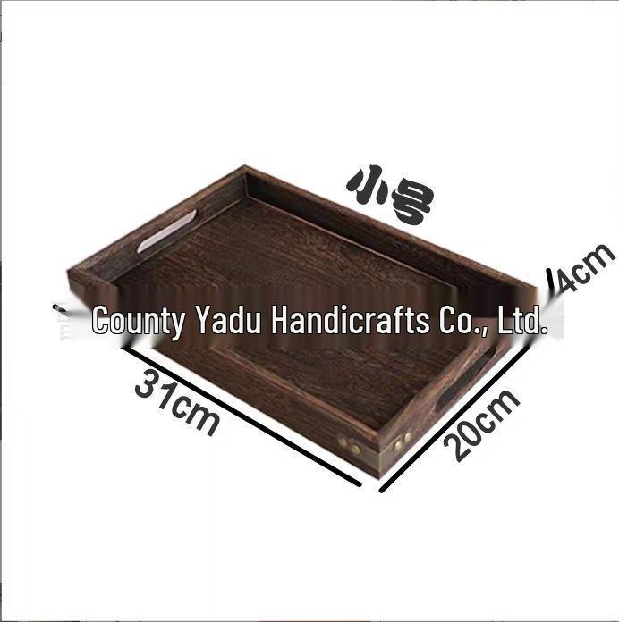 Rectangular Burnt Paulownia Wood Tray: Solid Wood Japanese-Style Tea Set Tableware