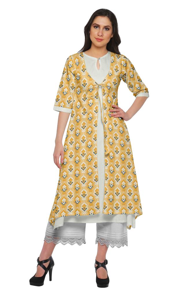 Moomaya Indian Palazzo Kurta Jacket Set For Women Partywear Chanderi Ethnic