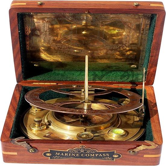 Marine Compass Perfectly Calibrated Large Marine Sundial Compass