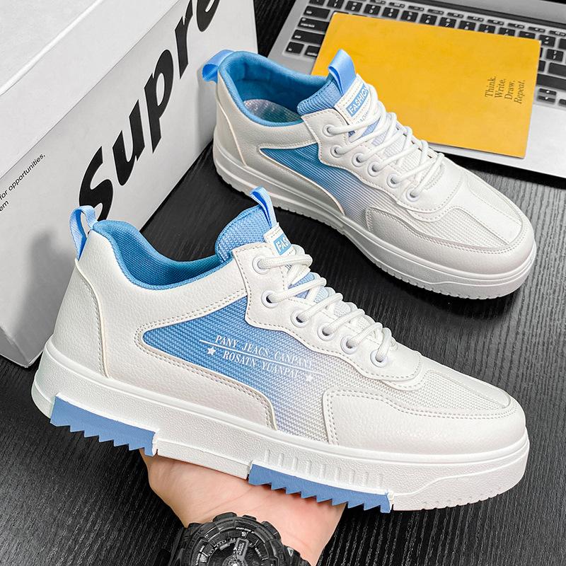 Frühling und Sommer Herrenschuhe 2025 neuer Trend lässige Schnürschuhe mit dicker Sohle, runder Spitze, vielseitiger Farbkombination, sportliche, atmungsaktive Board-Schuhe