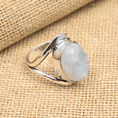 Attraenti gioielli fatti a mano in argento sterling 925 con pietra preziosa della pietra di luna arcobaleno per le donne
