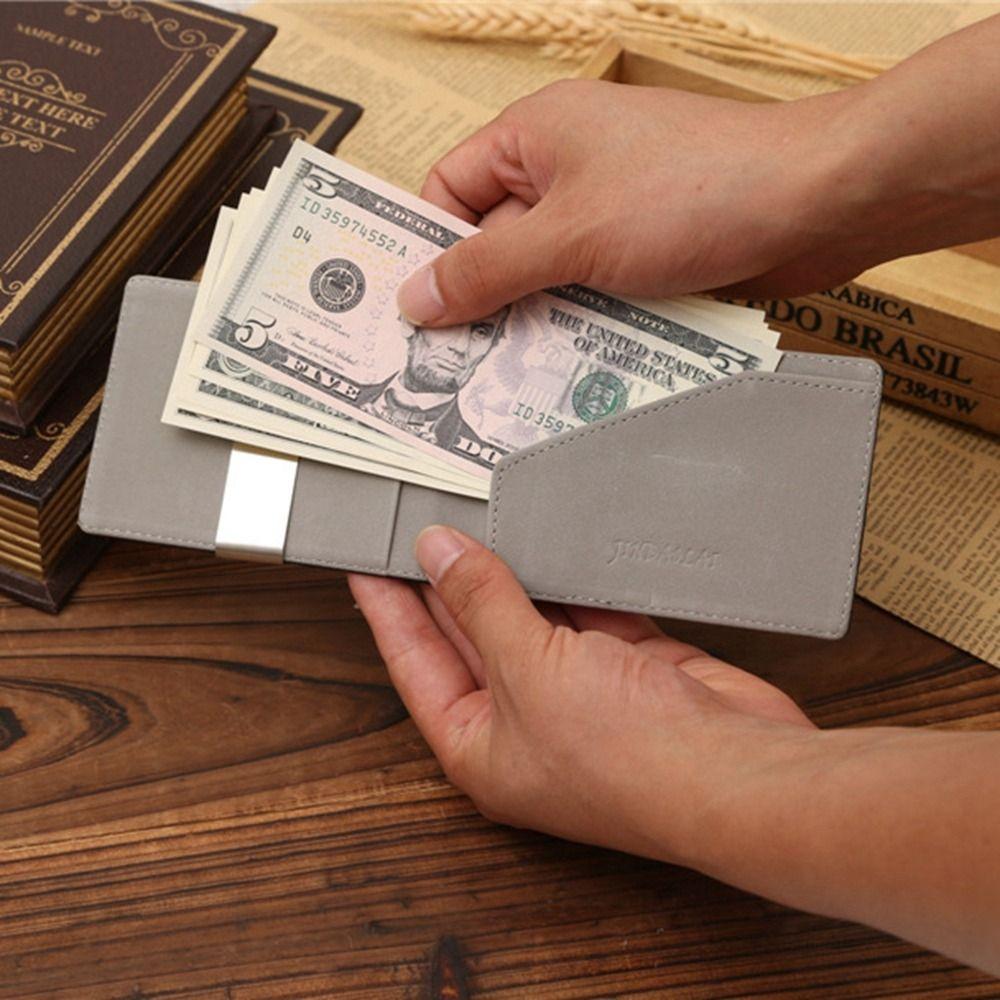 Korean Style Men's PU Leather Wallets Short Money Clip Wallet Fashion   Shopping