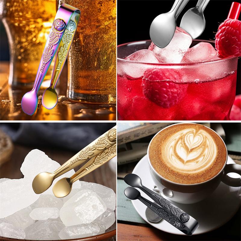 4PCS Ice Cube Clips Stainless Steel Lump Sugar Tongs Home BBQ Food Clip Party Bread Dessert Ice Clamp Bar Kitchen Serving Tools
