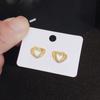 Design Sense Gold Double Heart Stud Earrings Trendy Simple Small Earrings Wedding Date Earrings