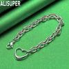925 Sterling Silver Simple Romantic Hollow Love Side Chain Exquisite Bracelet Gift Jewelry