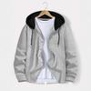 Spring and Autumn Men's Colorblock Breasted Hooded Casual Cardigan Jacket