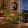 Dekorative Herbstblumenbeetleuchten Halloween Solar-Gartensteckerleuchte, Metall Schwarzkatze & Kürbis Mond Wasserdicht Strombetrieben Dekorationen für Rasen