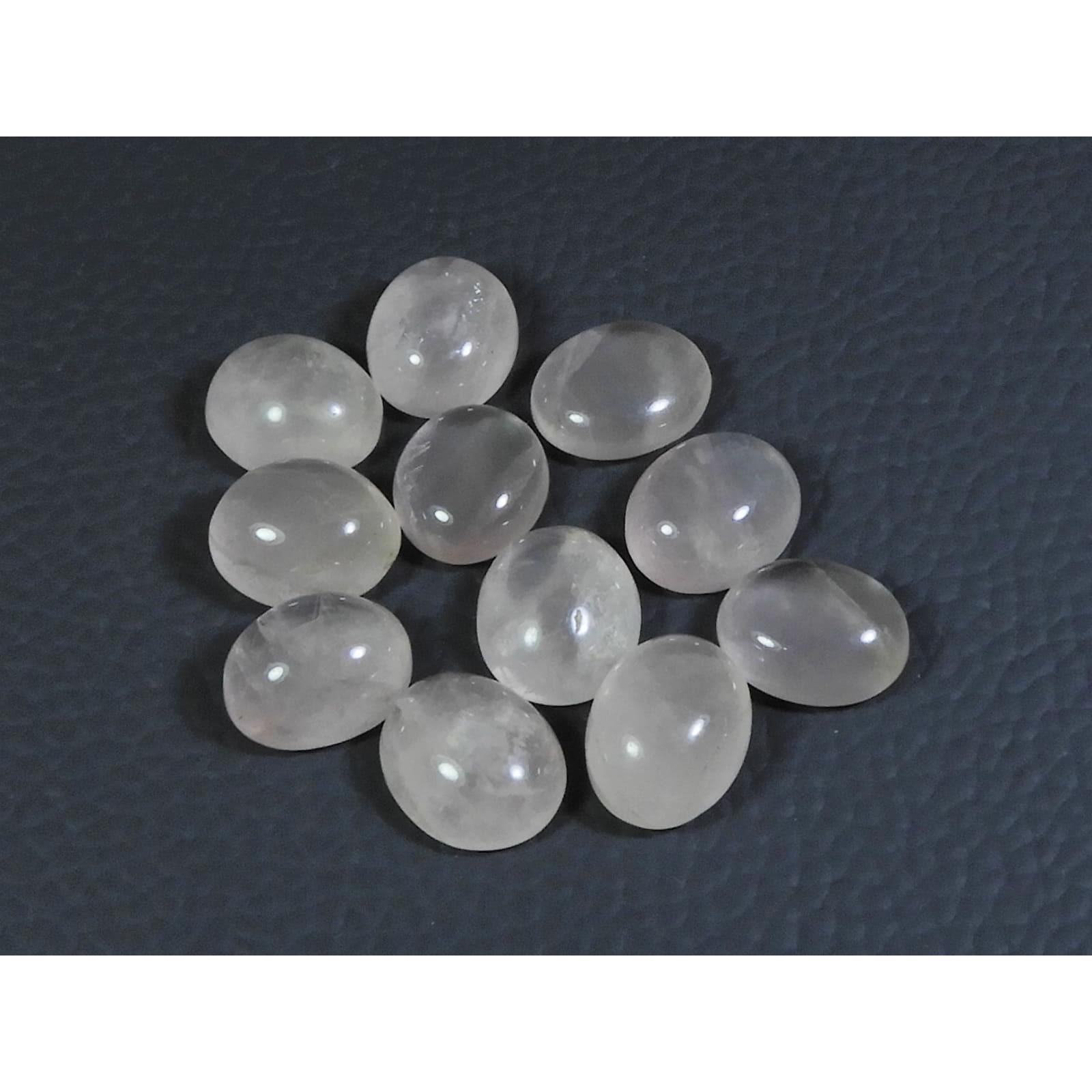 

10X12MM Natural Rose Quartz Oval Cabochon Loose Gemstone 11Pcs Lot 56Cts. A-344