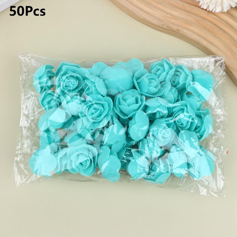 50Pcs Artificial Rose Flower Heads Multicolor Foam Rose Heads For Wedding Bouquet And Diy Crafts Party Home Decorations