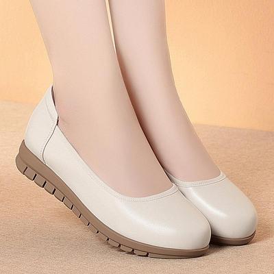 Genuine Leather Women's Soft Sole Slip-On Flats - Spring & Autumn Round Toe Commuter Shoes