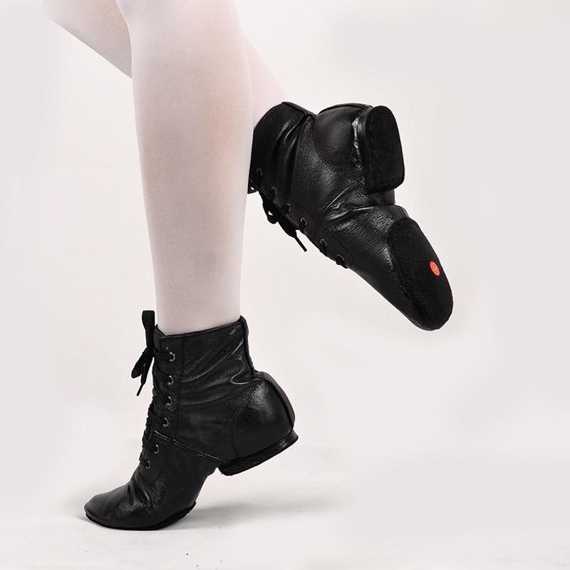 New Woman's Leather Jazz Dance Shoes Lace Up Boots For Adult Woman Practice Yoga Shoes Soft and Light Weight Jazz Boots