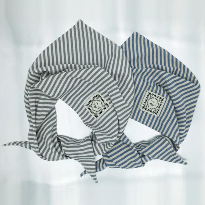 2000s Stripe Hair Kerchief vol.2 (white+grey)