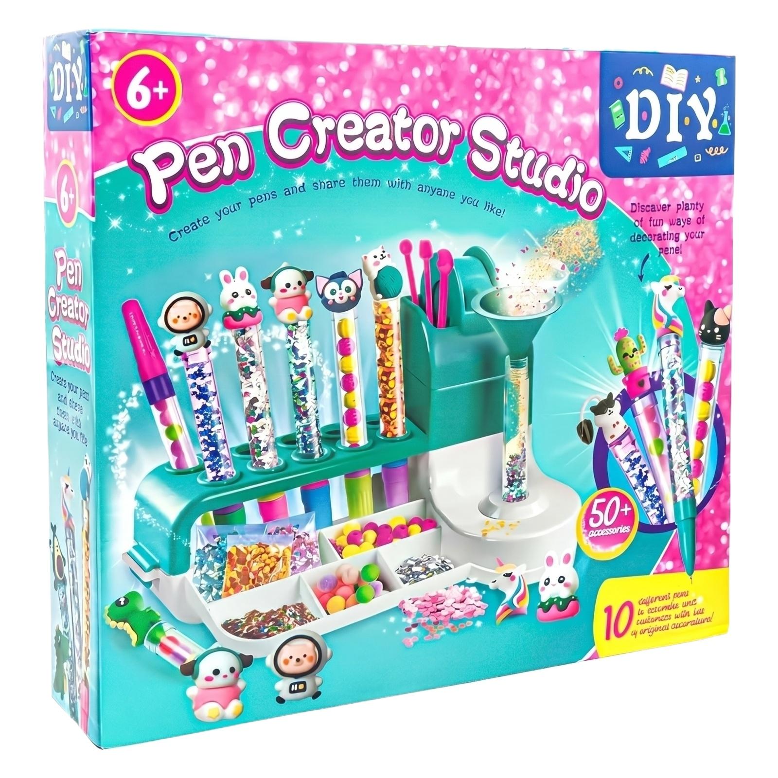 

Pen Creator Studio DIY Craft Kit for Kids Includes Materials for Customizing Pens with Decorative Accessories One Size