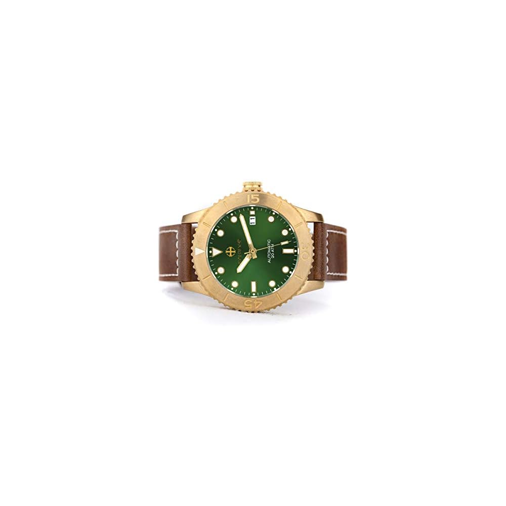Enriva Diver's Watch Automatic 20ATM Date Display Bronze Sapphire Men's Wristwatch