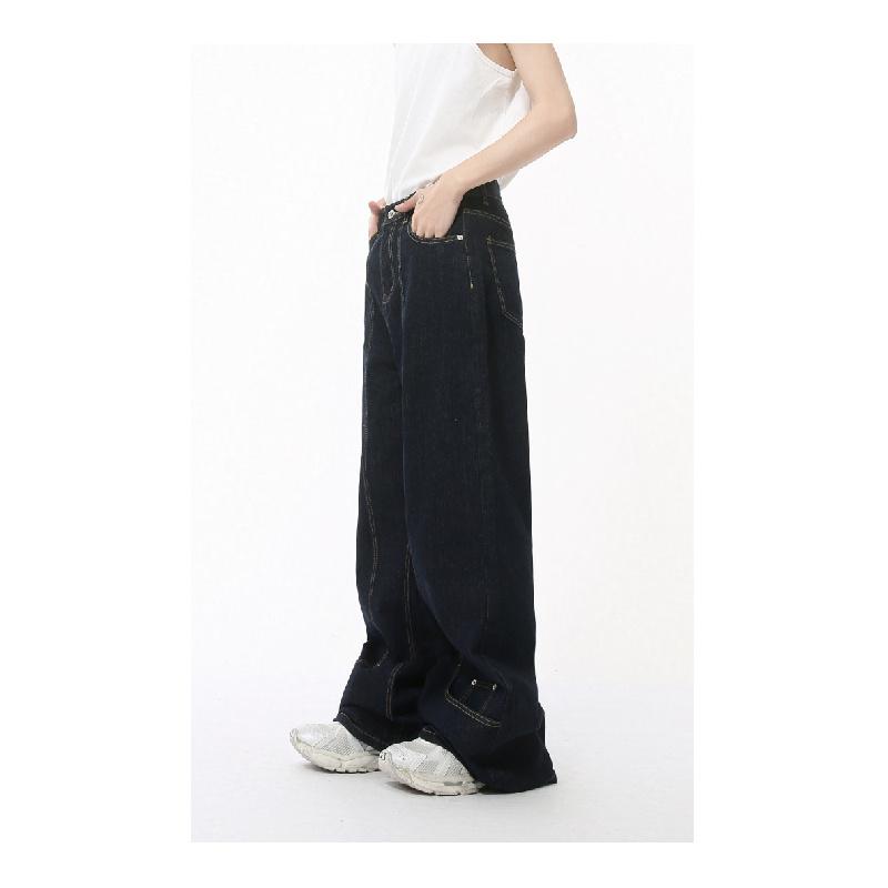 2026 New Model Personalized Design Wide-Leg Straight Jeans Men's Casual Trousers