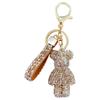 Cute Rhinestones Tassel Bear Keychain Couple Keychain Girl Decoration Small Pendant Car Key Ring Student Bag Pendant