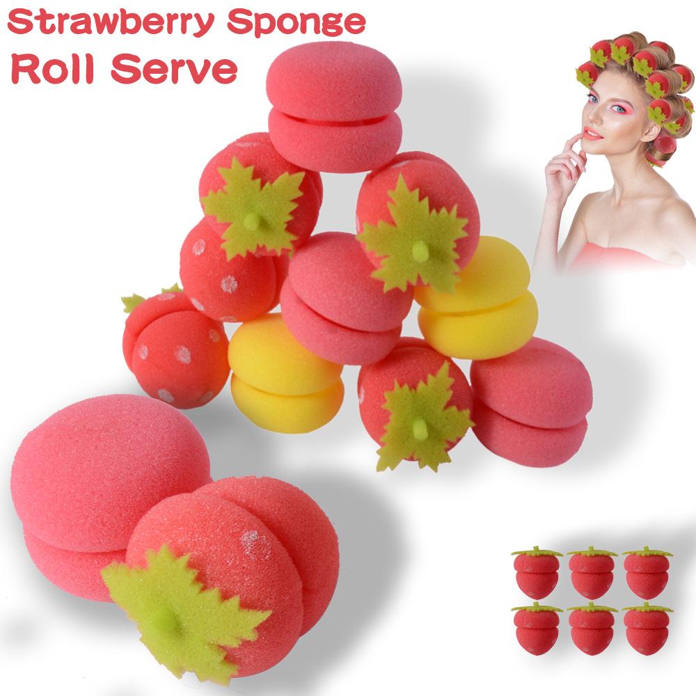 Set da 6 pezzi Palla spugna per capelli ricci dormienti pigri, capelli ricci, tipo fragola non danneggia i capelli, arricciacapelli morbido